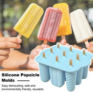 Baking Moulds Easy Demold Popsicle Molds Silicone With Lids Wooden Sticks Homemade Ice Cream Maker For Juice Easy-release