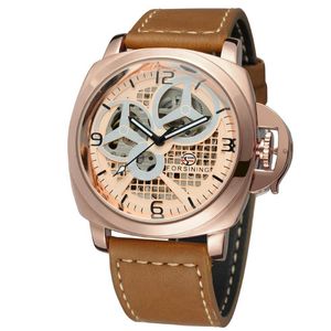 2021 fashion style Leisure lattice Hollow dial Fully automatic watches Buckle Simple eye Square imitation leather protection Mechanical 175K