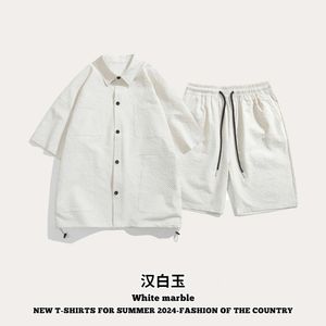 rs wear |夏のメンズバブル軽量で通気性のある屋外ユニセックスInstagram半袖シャツセット