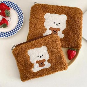 Storage Bags Durable Pouch Reusable Cute Bear Embroidery Toiletry Plush Eco-friendly Bag For Travel