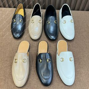 Designer Slippers Mules Slides Fur Flats Slipper Women Loafers Metal Chain Casual Shoe Lace Velvet Slipper Genuine Leather Comfortable Formal Shoes