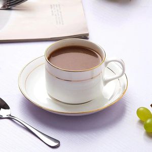 Tassen Untertassen Europäischer Stil Bone China Kaffeetasse Kristall Keramik Milch Chinesische Goldene Randlöffel Sets