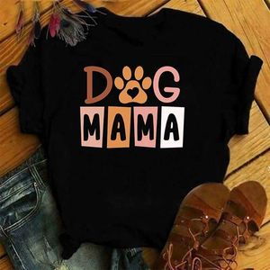 Kvinnors t-shirt hund mamma trycker t-shirt kvinnor ts rund hals t-shirt t240523