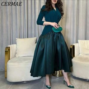 Вечеринка платья Cermae V-образное зверь шифоновое вечернее платье Green a-line три квартала формально для женщин 2024