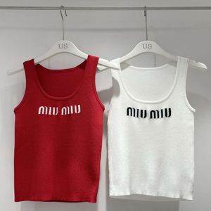 Two Piece Dress Mi24 Girl Style Letter Jacquard U-neck Sleeveless Slim Fit Versatile Knit Vest