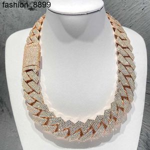 Wholesale Hip Hop Jewelry 14k Gold Plated Ice Out 24mm Moissanite Diamond Cuban Necklace