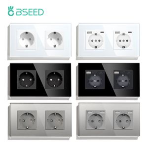 Soquete de parede dupla da BSEED Tipo Contas de energia USB Cristal Glass Glass Electrical Charging Fast Charging Standard 16a