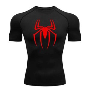 Herrt-shirts Mens Spider Print Compression Shirt Snabbtorkning T-shirt Gym Running Jersey Breattable Short Sleeved Spring Summer M-3XL S2452408