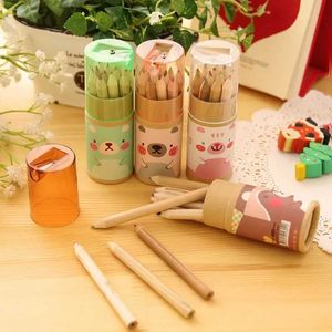 Crayon Pencils New 12 cute mini colored pencils/set with sharpener Kawaii stationery painting childrens colored pencils WX5.23