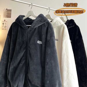 Men's Jackets Harajuku Mens Wear Coats Models 2024 Loose Fit Thick Korean Fashion Coat Hooded Style Original Q240523