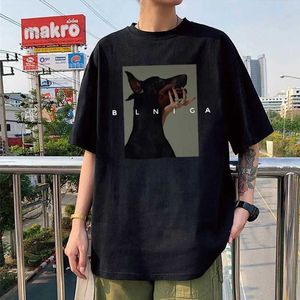 Herren T-Shirts Herren Baumwoll T-Shirt Doberman Hundedruck Sommer Großer Harajuku Running T-Shirt Männer Hip Hop Gothic Strt Kleidung Paar T-Shirts T240523