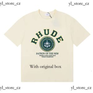 Rhude T-Shirt Summer Designer T Shirt Men T Shirts Tops Luxury Letter Print Shirt Mens Women Clothing Short Sleeved S-Xxl Us Size 72db