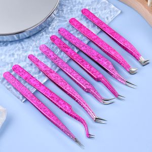 1pc Tweezers de cílios falsos para extensões Individual Curved Lashes Trindes Cabelo sobrancelha Clipe de cílios falsos Tinheiro Ferramenta de unhas de maquiagem