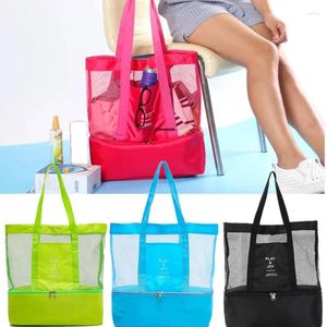 Shopping Bags High Capacity Transparent Bag Women Mesh Double-layer Heat Preservation Large Picnic Beach Tote Office Lunch Snacks