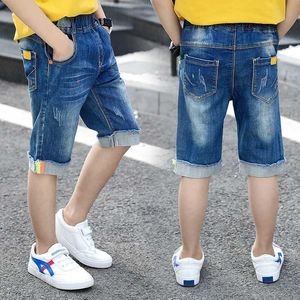 ショートパンツIenens Kids Boys Clothes Skiny Jeans Classic Pants Children Denim Clothing Trends Bowsy Boy Boy CasuareShortsズボンY240524