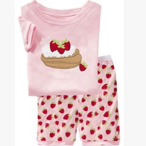 Pink Strawberry Cake Baby Girls Clothes Suit Summer T-Shirts Shorts Pants 100% Cotton Toddler Pamas Home Clothing Hot Sale L2405