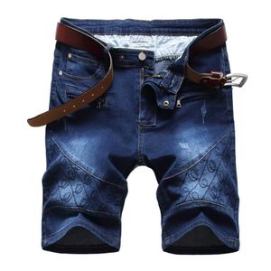 Мужские короткие джинсы y2k винтажные вышитые растягиваемые джинсовые бочки модные много карманные шорт -брюки летняя повседневная ежедневная одежда 240523