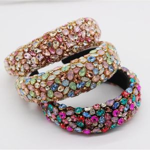 Gorgeous Baroque Hair Jewelry Bohemian Padded Crystal Crown Headbands Exaggerated Rhinestone Tiara Hairbands For Women Wedding 253z