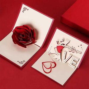 Presentkort gratulationskort älskar vykort 3D pop -up bröllopsdagskort handgjorda alla hjärtans dag gåva till par wx5.22