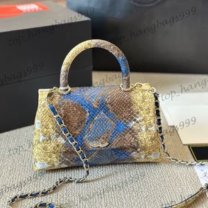 Wąż tekstura pikowane hobo klasyczne torby na ramię z górną rączkę torebka zamek błyskawiczny złoty łańcuch crossbody torebki duża pojemność 22x14 cm