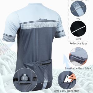 WEST BIKING Summer Cycling Jersey Short Sleeve Casual Men's Sport Top Quick Dry MTB Road Bike Team Uniform Bicycle Wear Clothing