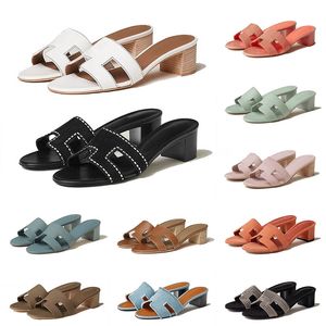 Designer Oran Oasis Sandaler Luxury Slippers Womens High Heels Shoes Slides Triple Black White Brown Beach Vacation Läder Trainers