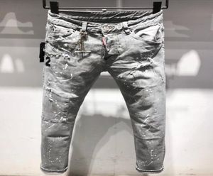 Brand Men Long Jeans Graffiti Trousers Ripped Board Slim Jean Pocket Nightclub Holes Casual Mens Designer Jeans New0633720720