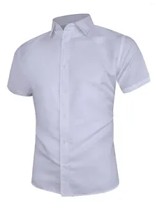 Men's Dress Shirts Business Shirt White Black Solid Color Short Sleeved Formal