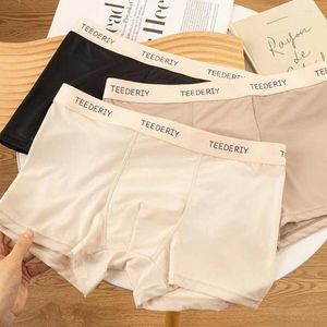 Underpants Men Boxer Briefs Mid-rise Elastic Waistband Solid Color Letter Print Panties Moisture-Wicking U-convex Underwear