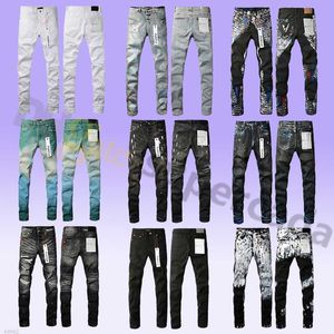 Purple Jeans Designer Men Hip Hop Hole Pants Vintage Luxury Punk Dot Pattern Mens Retro Brand 24hw