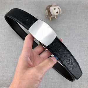 Silver Buckle Belts with Box Men's and Women's Leather Belts Smooth Buckle Dress Up Hipster Belts 157s