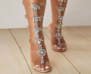 레이디 하이힐 신발 섹시한 여성 파티 신발 디자인 라인 스톤 PVC 투명한 스틸레토 샌들 신발 크리스탈 TSTRAP X05234471393