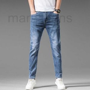 Men's Jeans Designer Fashion men's jeans spring and summer stretch slim jeans men's trousers light blue trousers men 3J2F