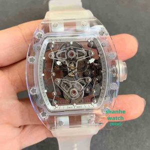 RM Watch Date RM056 Tourbillon Mechanical Watch Snow Glazed Hollowed Out Fashion Transparent Tape för män