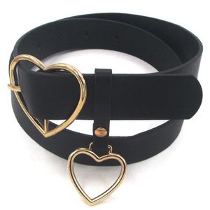 Black Belts Classic Heart Buckle Design New Fashion Women Women Faux Leather Heart Acessório Ajustável Cincha de cintura para meninas 265o