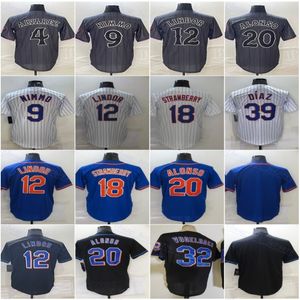 20 Pete Alonso City Connect Baseball Jersey Nimmo Edwin Diaz Francisco Lindor Daniel Vogelbach Yordan Alvarez Darryl Strawberry Black White Grey Stitched