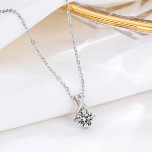 Matrix Minimalist Style S925 Sterling Silver Solitaire Matrix Necklace With Small Clavicle Lock Bone Chain For Women 387 982