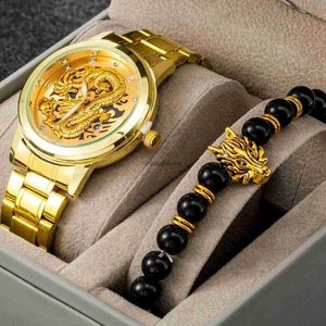 Nowy nie mechaniczny męski zegarek Ultra cienki kalendarz smoka luksusowy wszechstronny zestaw