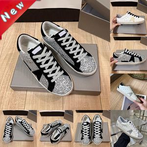 Golden Casual Shoes Designer Sneakers Mens Womens Superstar Classic Calfskin Sneaker Fashion White Black Gold Slitter Glitter Flat Trainers Men Leather Sport Shoe