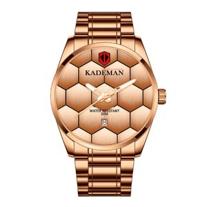 Kademan Brand High Definition Luminous Mens Watch Quartz Calender Watches Leisure Simple Football Texture Masculine Wristwatches 250U