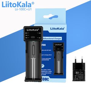 LiitoKala Lii-100C Lii-100 Battery Charger For 18650 18350 26650 16340 RCR123 14500 3.7V 1.2V Ni-MH Ni-Cd 2A USB smart charger