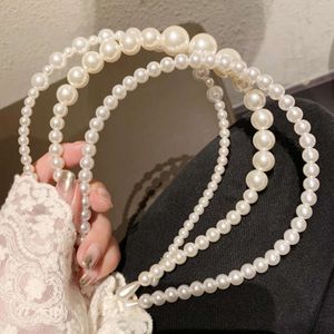 Fashion White Faux Hoop Elegant Full Pearl Bridal Headbands Wedding Hair Accessories For Women Girls New Headwear L2405