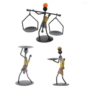 Candle Holders 3Pcs Creative Candlestick Adornments Iron Candleholders Desktop Decoration