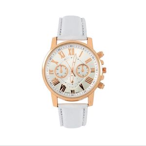 Piękny biały dial Panie Watch Retro Geneva Student Watches Damskie Kwarcowe Trend zegarek ze skórzanym zespołem Dobry wybór 297B