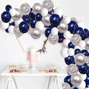 Parti dekorasyon mavi gümüş metal balon çelenk kemeri kiti düğün doğum günü lateks balonlar mezuniyet yıldönümü tema aktiviteleri dekor