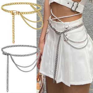 Cinture a catena in vita punk metallo cinghia femminile a catena oro e argento abito a catena in cintura cintura femminile q240523
