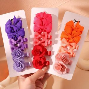 Hair Accessories 6Pcs/Set Cute Girls Candy Color Flower Hairpin Bbay Safe Clips Butterfly Handmade Kids Baby Gift Wholesale Eagdp