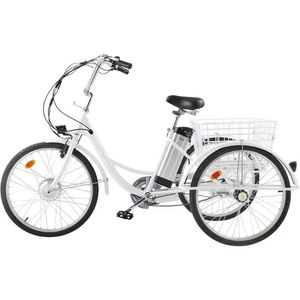 Bisikletler Yetişkin Elektrikli Üç Tekerlekli Bisiklet Sepeti 36V Çıkarılabilir Pil 250W Fırçasız Motor 3 Tekerlekli Yetişkin Elektrikli Bisiklet Q240523