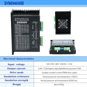 モータードライブコントローラーDM860 DM860Hドライブ24〜80V DC 7.2A 42 57 86ステッパーモーターネマ17ネマ23ネマ34 3Dプリンターに適しています