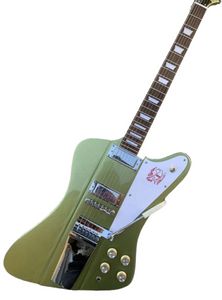 W fabryce Bezpośrednie sprzedaż gitary Firebird Metallic Green Rock Guitar mahoniowe drewniane body i gitara